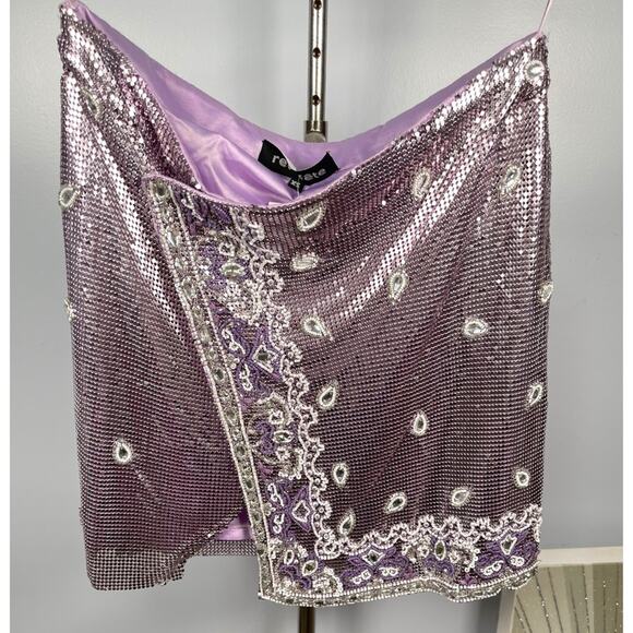 Retrofete Malta Chainmail Crystal Embellished Purple Mini Skirt Sz XS - Picture 5 of 12